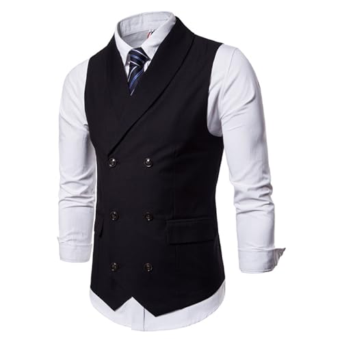 【ま】ENFOLD DOUBLE SUIT VEST SWJGLITTR Men's Double Breasted Suit Vest Casual Business Formal